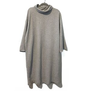 LOFT | NWT Gray Ribbed Cowl Neck Midi Dress Oversized Cozy Minimalist